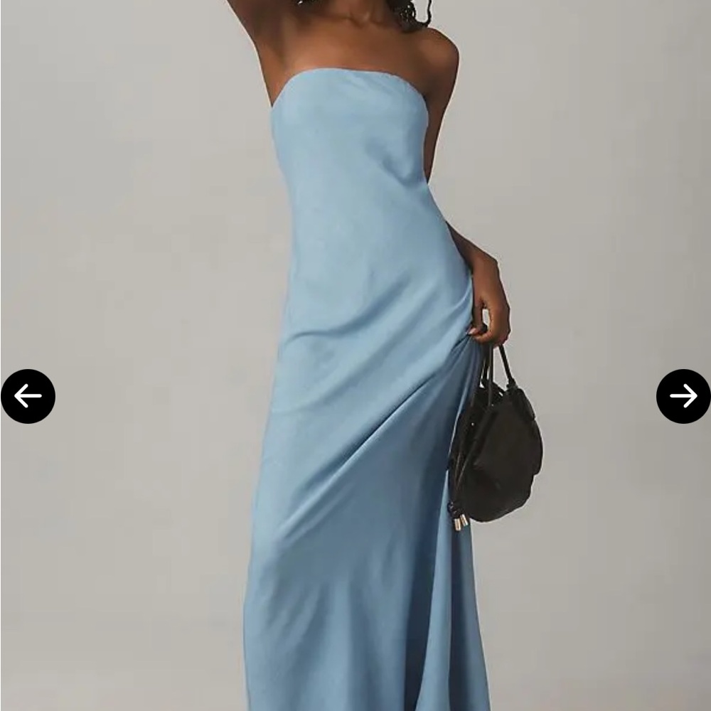 Anthropologie Fleur Maxi Slip Dress Light Blue linen